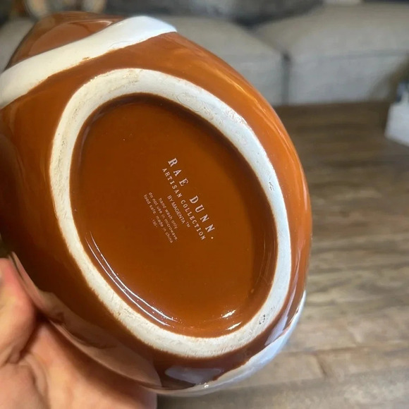 Rae Dunn Artisan Collection Magenta Football Shaped Brown Deep Ceramic Bowl Dish - Picture 6 of 7